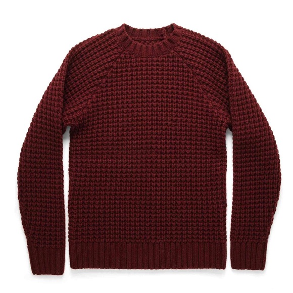 TAYLOR STITCH Fisherman Sweater in Maroon Waffle mens size 36 wool blend knit - Picture 1 of 12